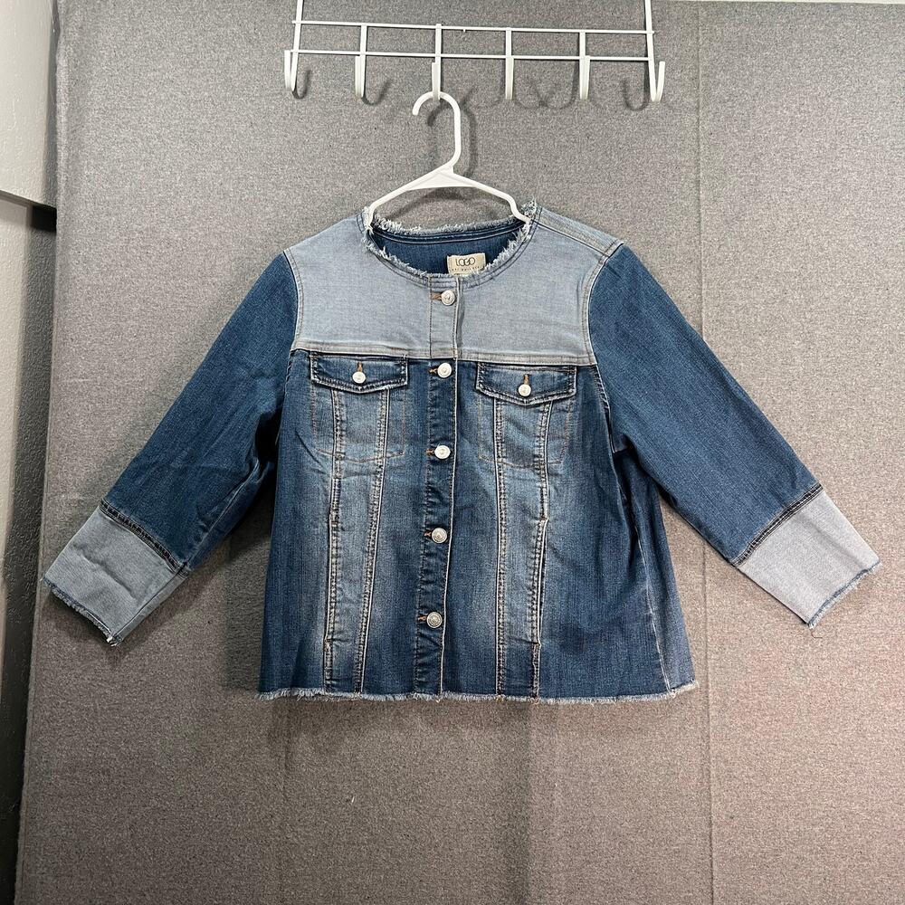 LOGO by Lori Goldstein Cropped Denim Jacket Medium Wash Size 8